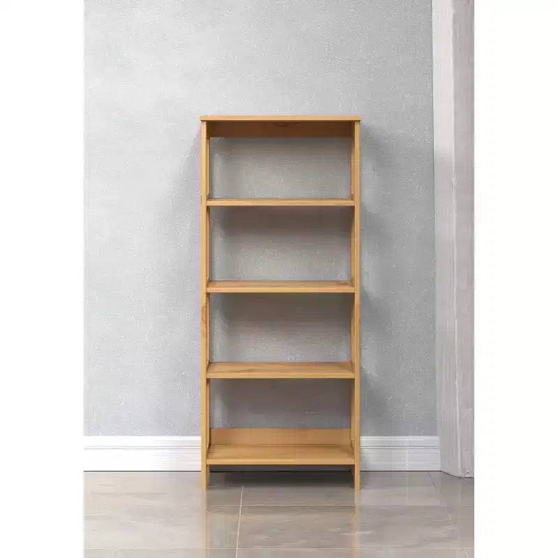 Libreria a 4 Ripiani in Pino Massiccio – Scaffali aperti, Vernice miele, Hardware antiribaltamento