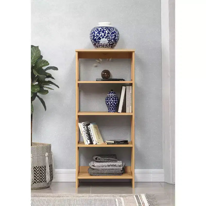 Libreria a 4 Ripiani in Pino Massiccio – Scaffali aperti, Vernice miele, Hardware antiribaltamento