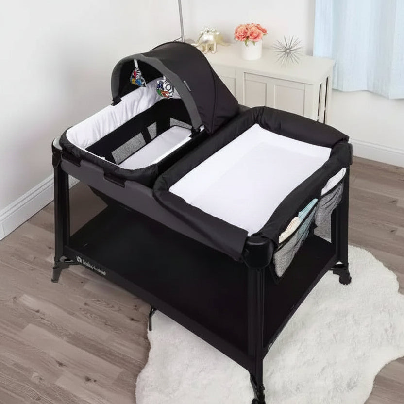 Box per Neonati da Viaggio con Fasciatoio - con Culla e Cappottina, Cosmic Black