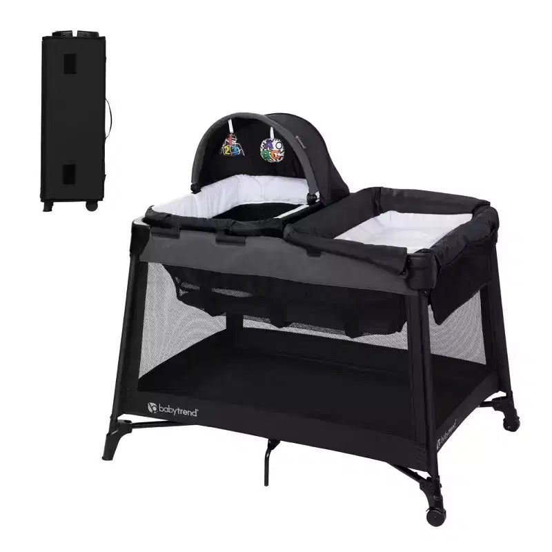 Box per Neonati da Viaggio con Fasciatoio - con Culla e Cappottina, Cosmic Black