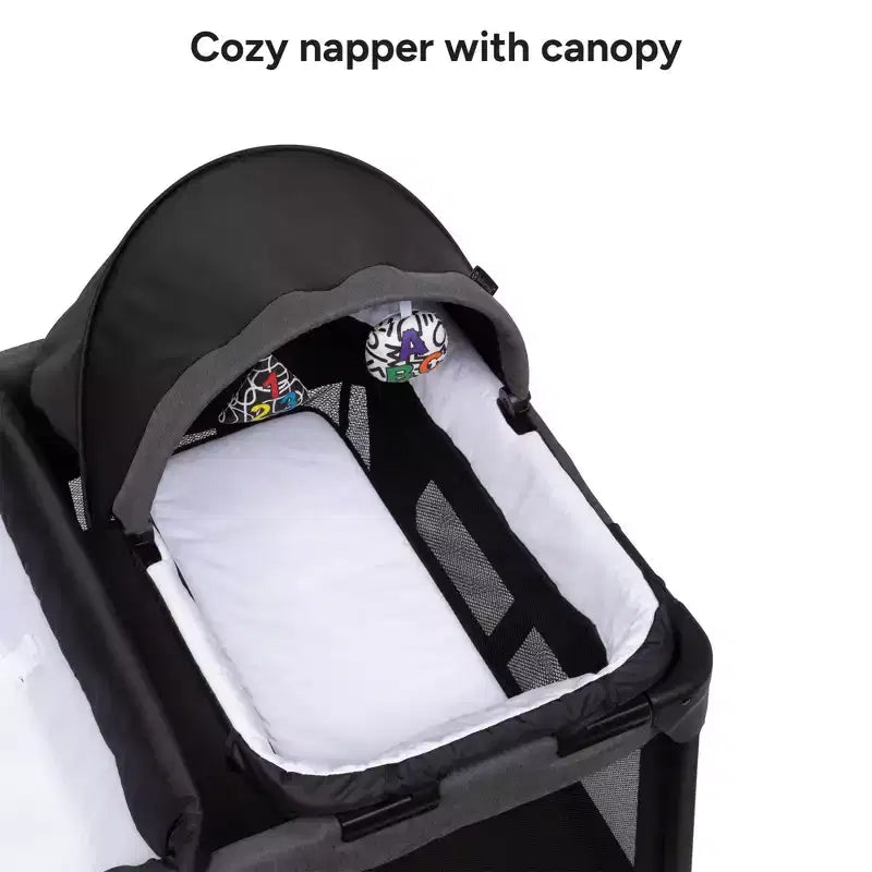 Box per Neonati da Viaggio con Fasciatoio - con Culla e Cappottina, Cosmic Black