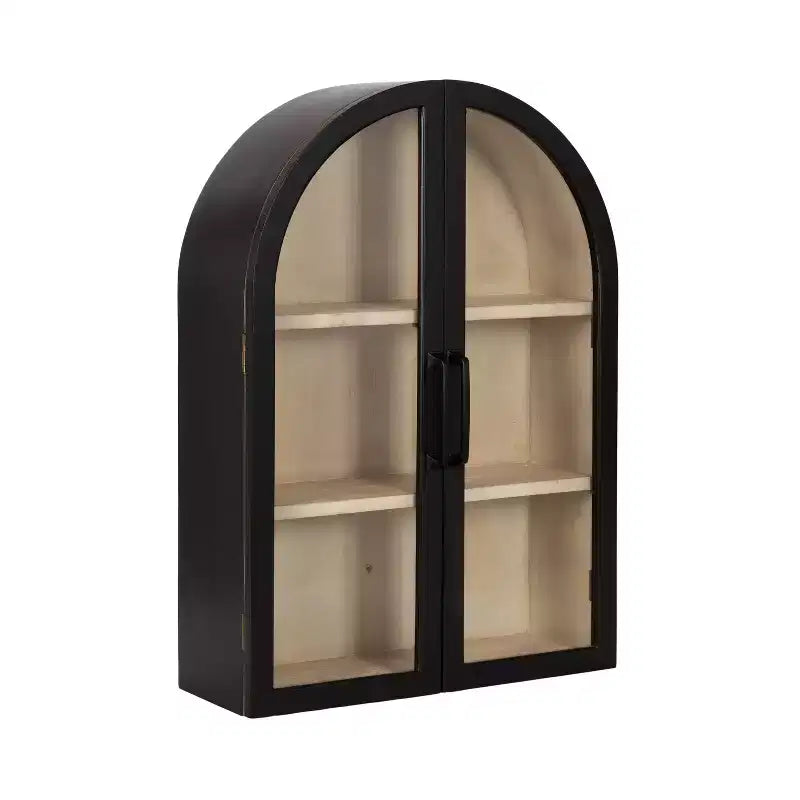 Kate & Laurel All Things Decor 21"x30" Arcott Arch Wall Cabinet Black