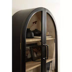 Pensile ad arco 21"x30" – Ante in vetro, bicolore nero e legno, 2 ripiani