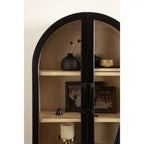 Pensile ad arco 21"x30" – Ante in vetro, bicolore nero e legno, 2 ripiani