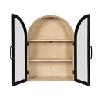 Pensile ad arco 21"x30" – Ante in vetro, bicolore nero e legno, 2 ripiani