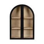 Pensile ad arco 21"x30" – Ante in vetro, bicolore nero e legno, 2 ripiani