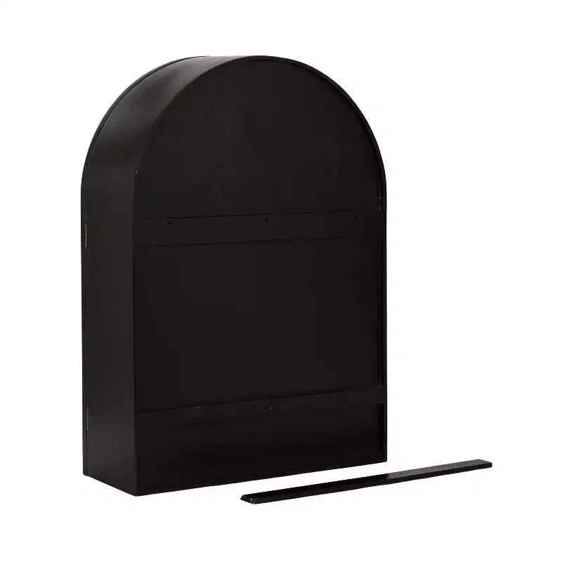 Pensile ad arco 21"x30" – Ante in vetro, bicolore nero e legno, 2 ripiani