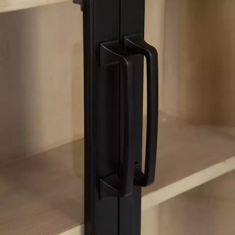 Pensile ad arco 21"x30" – Ante in vetro, bicolore nero e legno, 2 ripiani