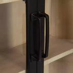 Pensile ad arco 21"x30" – Ante in vetro, bicolore nero e legno, 2 ripiani