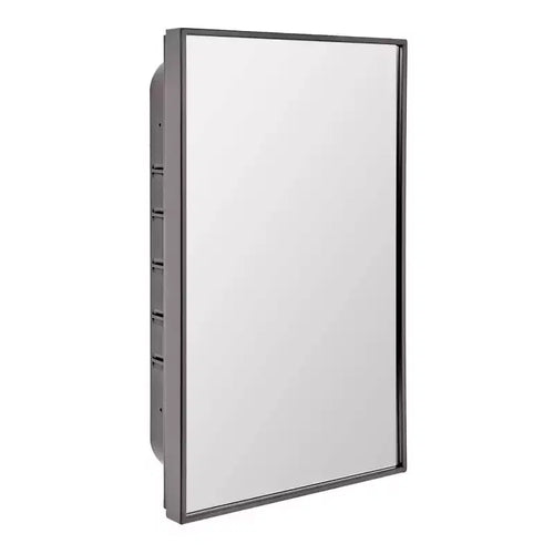 Head West 16"x26" Brushed Black Recessed Medicine Cabinet Mirror
