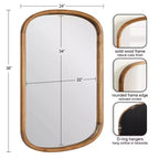 Specchio ovale da parete a capsula 24"x36" – Cornice in legno massello di pioppo, marrone rustico