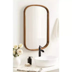 Specchio ovale da parete a capsula 24"x36" – Cornice in legno massello di pioppo, marrone rustico