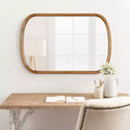 Specchio ovale da parete a capsula 24"x36" – Cornice in legno massello di pioppo, marrone rustico