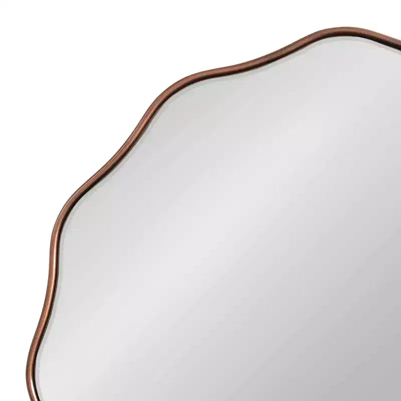 Specchio da parete rotondo smerlato da 26" – Bordo ondulato, finitura bronzo, stile glamour