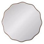Specchio da parete rotondo smerlato da 26" – Bordo ondulato, finitura bronzo, stile glamour