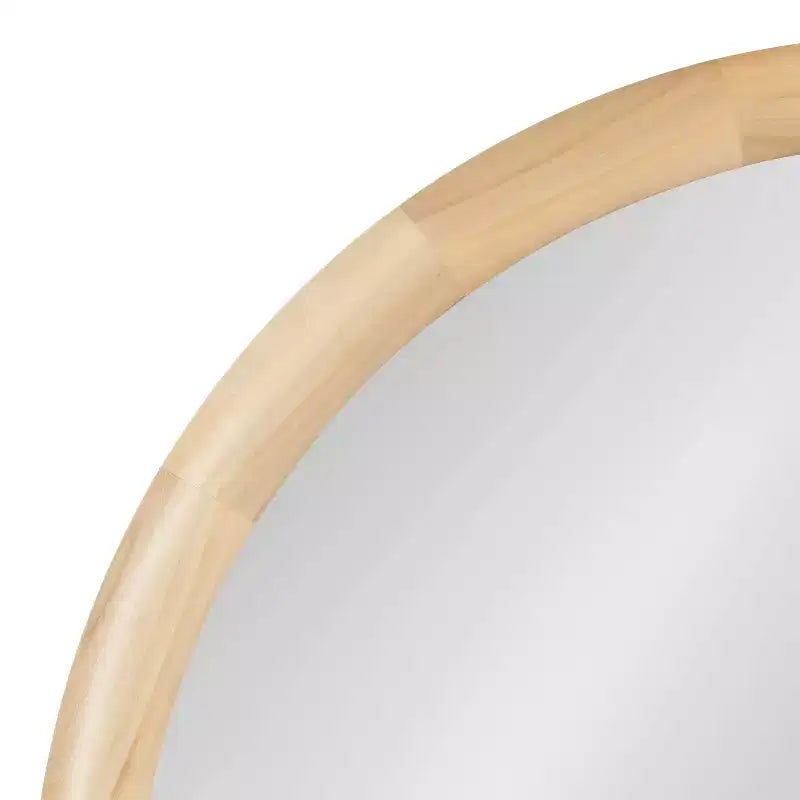 Specchio da parete rotondo da 32" – Cornice spessa in legno di pioppo, Finitura naturale