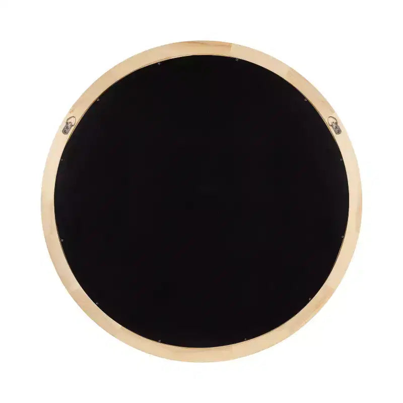 Specchio da parete rotondo da 32" – Cornice spessa in legno di pioppo, Finitura naturale