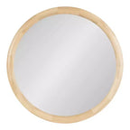 Specchio da parete rotondo da 32" – Cornice spessa in legno di pioppo, Finitura naturale