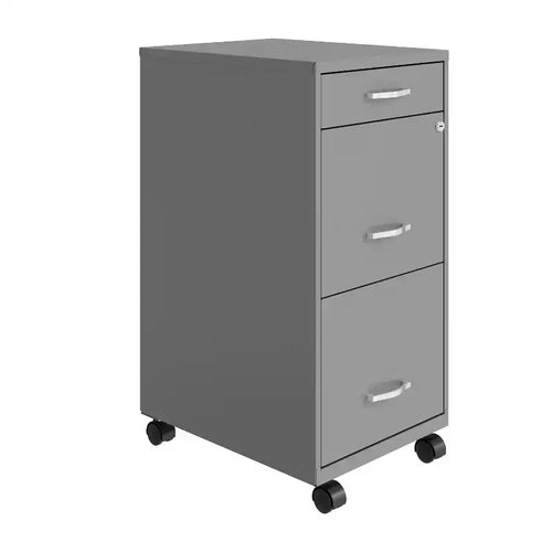 Space Solutions 18" Deep 3 Drawer Mobile Letter Width Vertical File Cabinet Arctic Silver