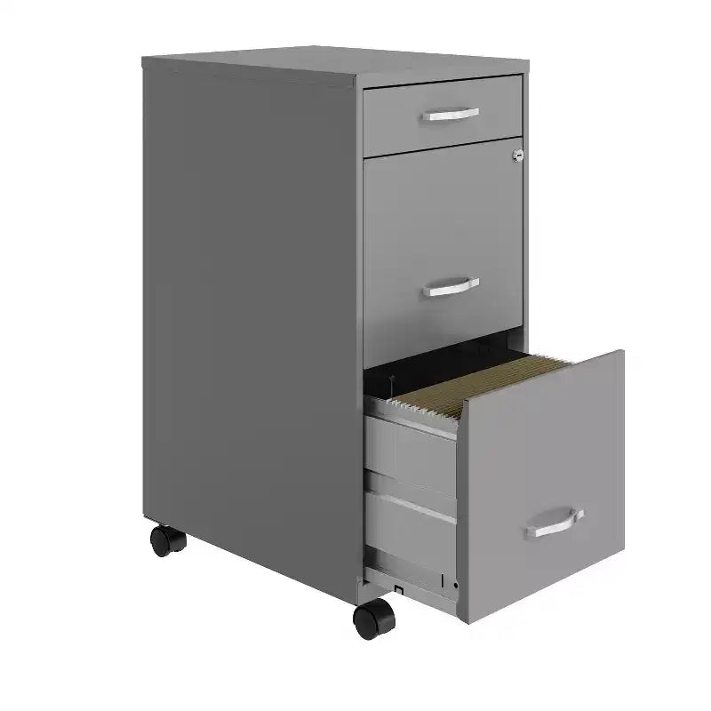 Classificatore verticale mobile a 3 cassetti profondo 45 cm, colore argento