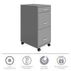 Classificatore verticale mobile a 3 cassetti profondo 45 cm, colore argento