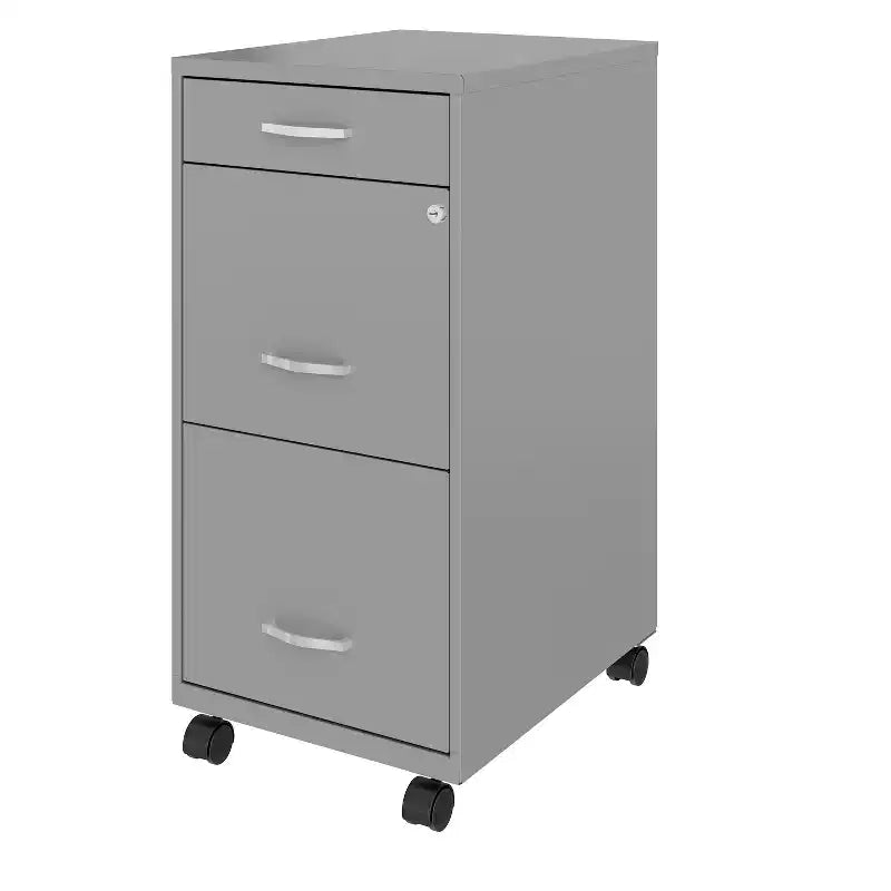 Classificatore verticale mobile a 3 cassetti profondo 45 cm, colore argento