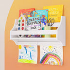 Libreria a Muro per Bambini con 2 Barre Espositive per Opere d'Arte