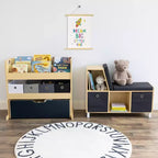 Humble Crew Kids' Toddler BookNook Legno: Struttura in MDF, Componenti in Acciaio, 2 Ripiani, 2 Cassetti, Set da 5 Pezzi
