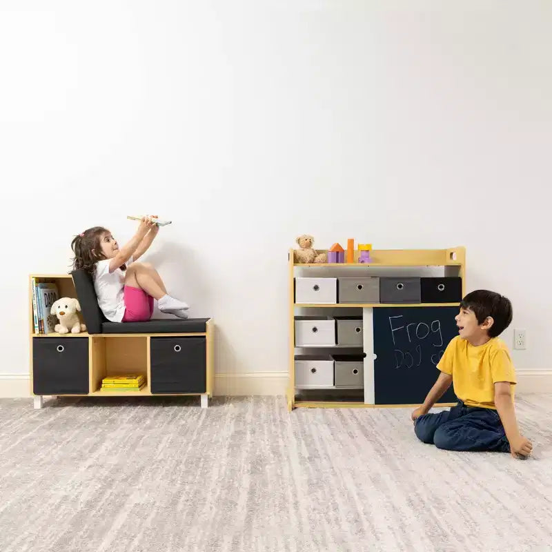 Humble Crew Kids' Toddler BookNook Legno: Struttura in MDF, Componenti in Acciaio, 2 Ripiani, 2 Cassetti, Set da 5 Pezzi