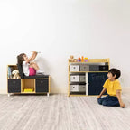 Humble Crew Kids' Toddler BookNook Legno: Struttura in MDF, Componenti in Acciaio, 2 Ripiani, 2 Cassetti, Set da 5 Pezzi