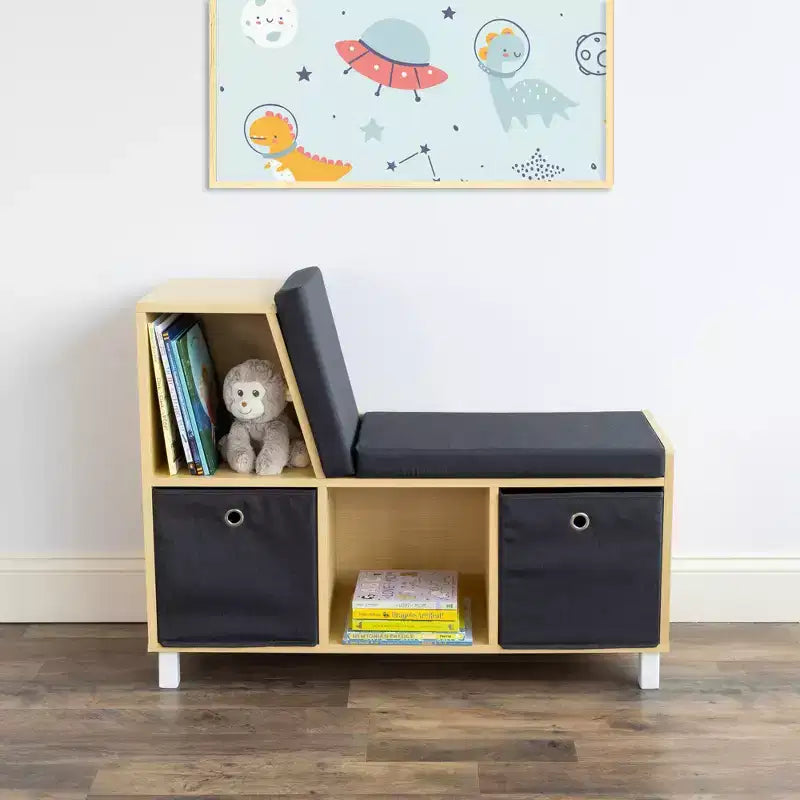 Humble Crew Kids' Toddler BookNook Legno: Struttura in MDF, Componenti in Acciaio, 2 Ripiani, 2 Cassetti, Set da 5 Pezzi