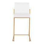 Set di 3 Sgabelli da Bancone Alti – Similpelle Bianca, Struttura in Acciaio Dorato