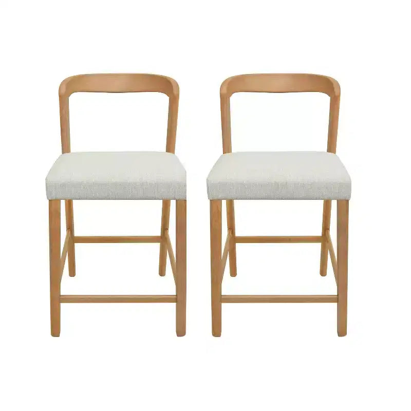 Christopher Knight Home Set of 2 Zion Contemporary Rubberwood Upholstered with Curved Open Back Counter Height Barstools Natural