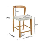 Set di 2 sgabelli da bar altezza bancone – Schienale curvo imbottito, legno di gomma
