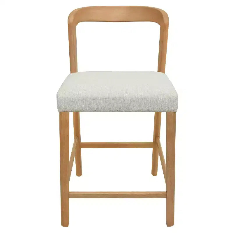 Set di 2 sgabelli da bar altezza bancone – Schienale curvo imbottito, legno di gomma