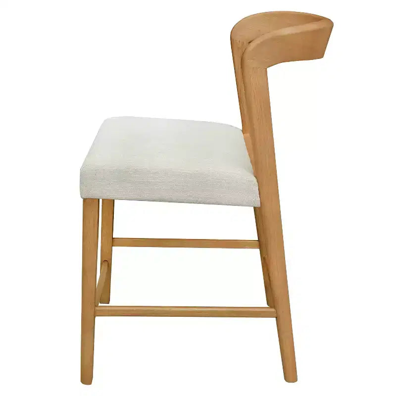 Set di 2 sgabelli da bar altezza bancone – Schienale curvo imbottito, legno di gomma