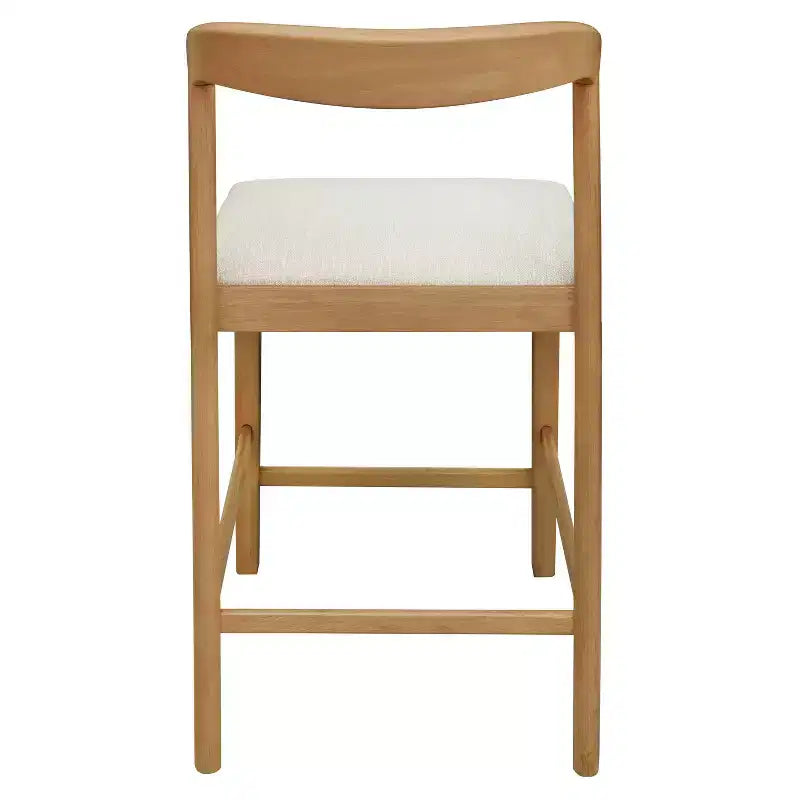 Set di 2 sgabelli da bar altezza bancone – Schienale curvo imbottito, legno di gomma