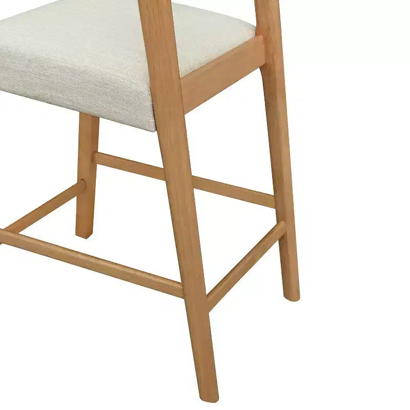 Set di 2 sgabelli da bar altezza bancone – Schienale curvo imbottito, legno di gomma