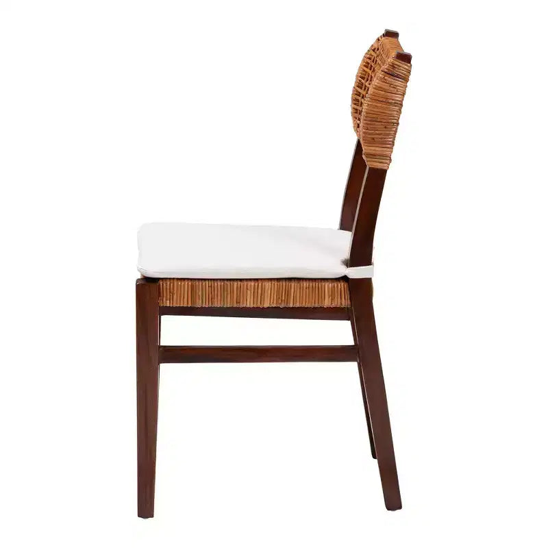 bali & pari Sedia da pranzo in rattan e legno Dameka Miele/Bianco/Marrone scuro