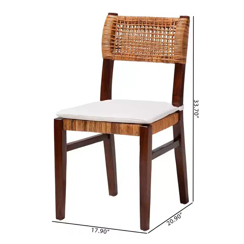 bali & pari Sedia da pranzo in rattan e legno Dameka Miele/Bianco/Marrone scuro