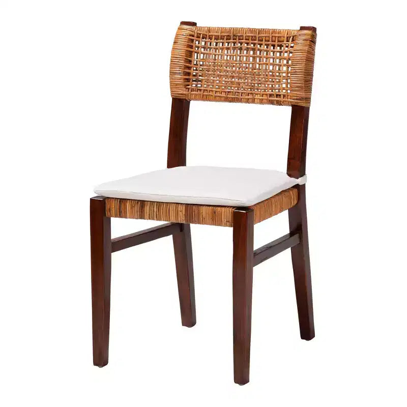 bali & pari Sedia da pranzo in rattan e legno Dameka Miele/Bianco/Marrone scuro