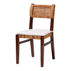 bali & pari Sedia da pranzo in rattan e legno Dameka Miele/Bianco/Marrone scuro