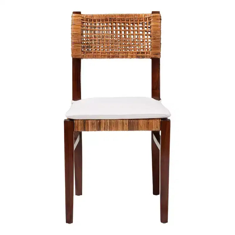 bali & pari Sedia da pranzo in rattan e legno Dameka Miele/Bianco/Marrone scuro