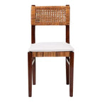 bali & pari Sedia da pranzo in rattan e legno Dameka Miele/Bianco/Marrone scuro