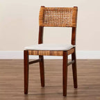 bali & pari Sedia da pranzo in rattan e legno Dameka Miele/Bianco/Marrone scuro