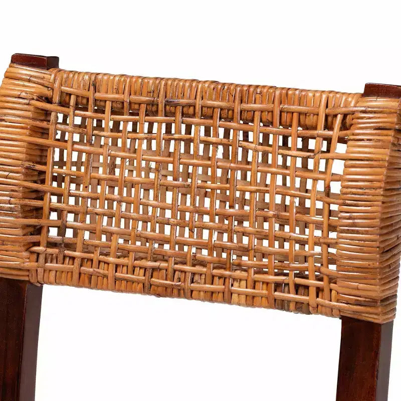 bali & pari Sedia da pranzo in rattan e legno Dameka Miele/Bianco/Marrone scuro