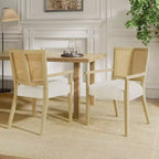 Set di 2 sedie da pranzo con braccioli – Schienale in paglia di Vienna, Imbottite, Legno di gomma