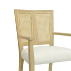Set di 2 sedie da pranzo con braccioli – Schienale in paglia di Vienna, Imbottite, Legno di gomma