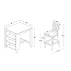 Set da pranzo salvaspazio a 3 pezzi altezza bancone – Tavolo in acacia con mensole e 2 sgabelli con schienale a griglia, grigio