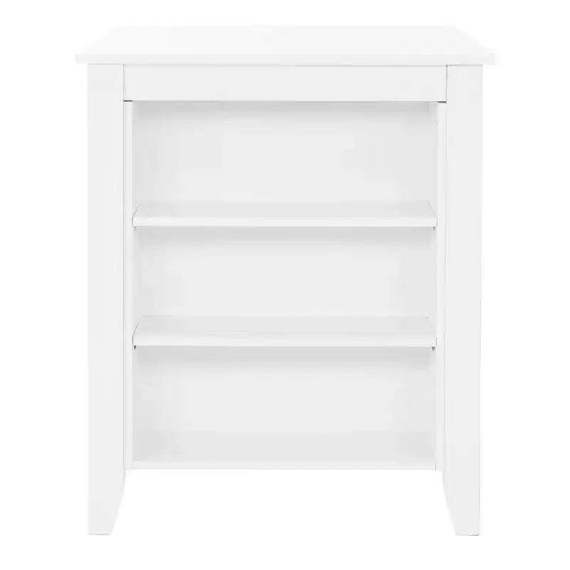 Set da pranzo salvaspazio a 3 pezzi altezza bancone – Tavolo in acacia con mensole e 2 sgabelli con schienale a griglia, grigio